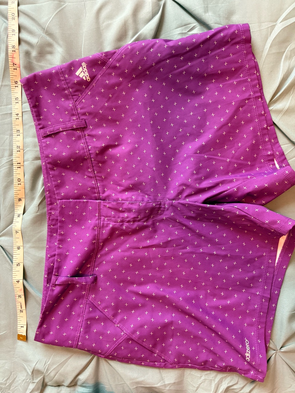 adidas Purple Athletic Golf Shorts with Tiny White Cross Print